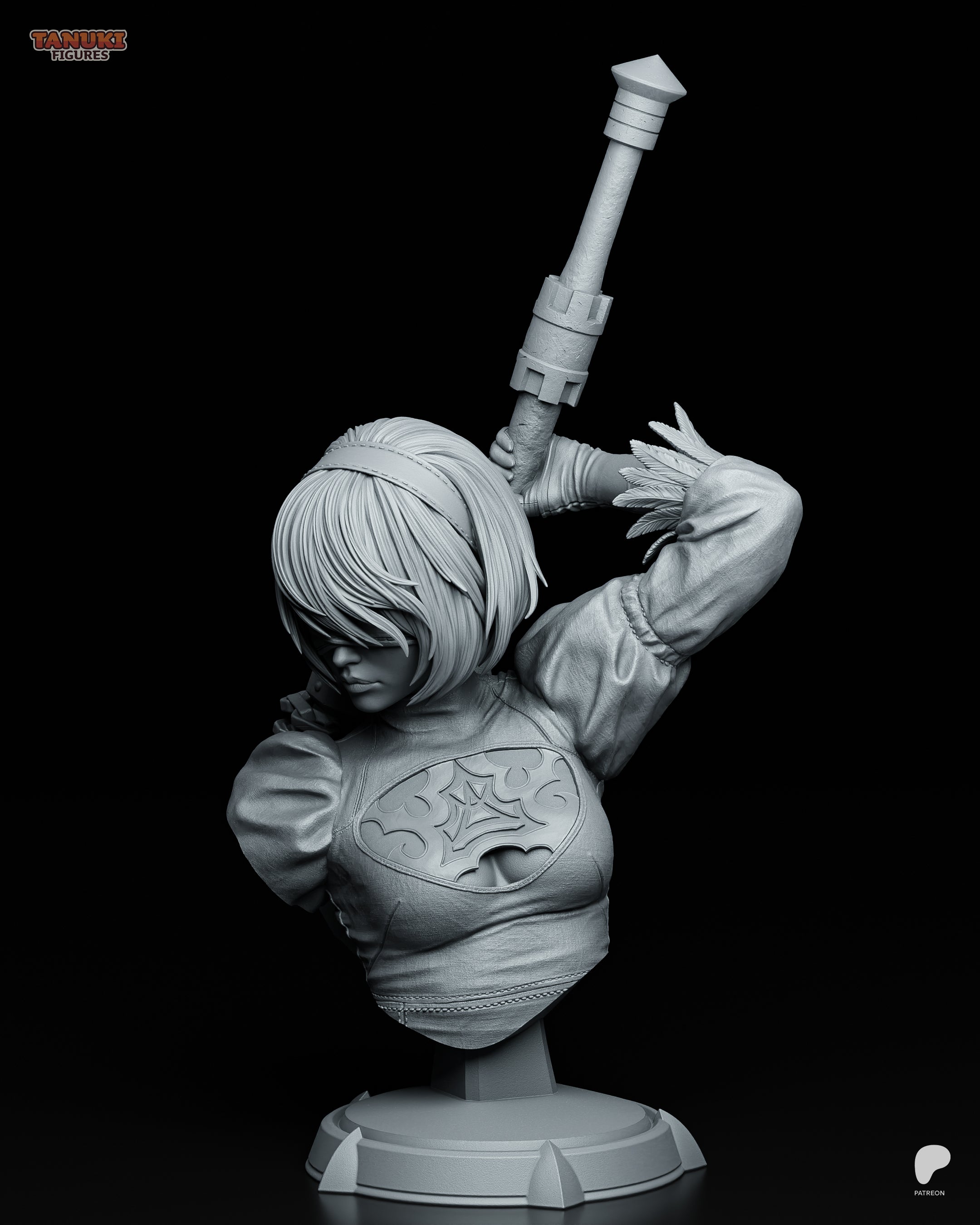 2B (NieR: Automata) - Busto — Figura Coleccionável Premium em Resina 3D
