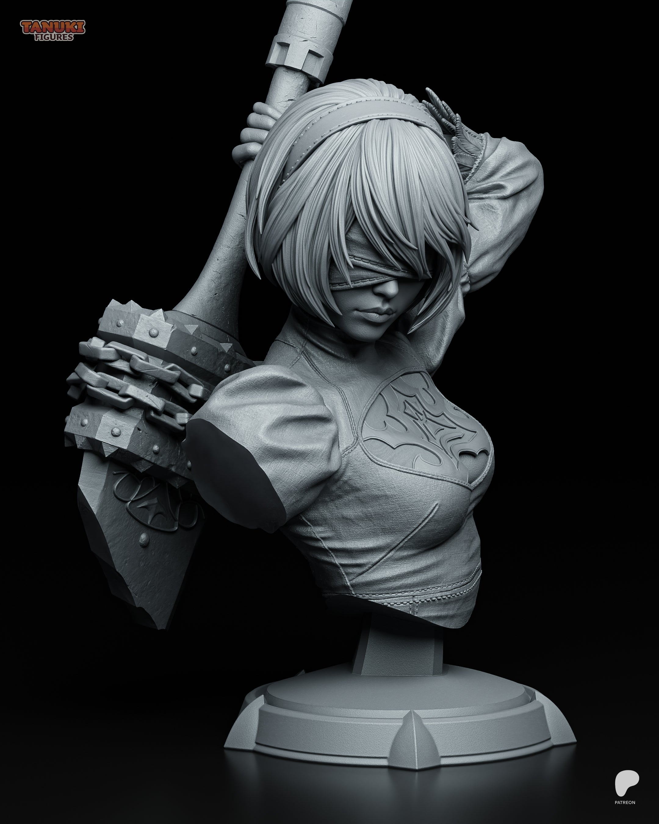 2B (NieR: Automata) - Busto — Figura Coleccionável Premium em Resina 3D