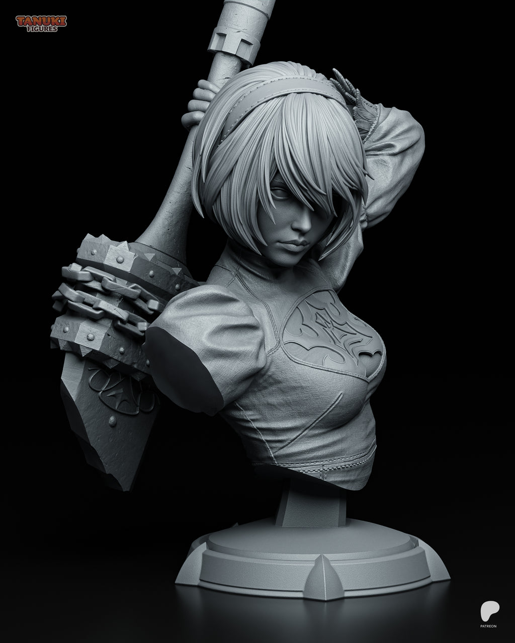 2B (NieR: Automata) - Busto — Figura Coleccionável Premium em Resina 3D