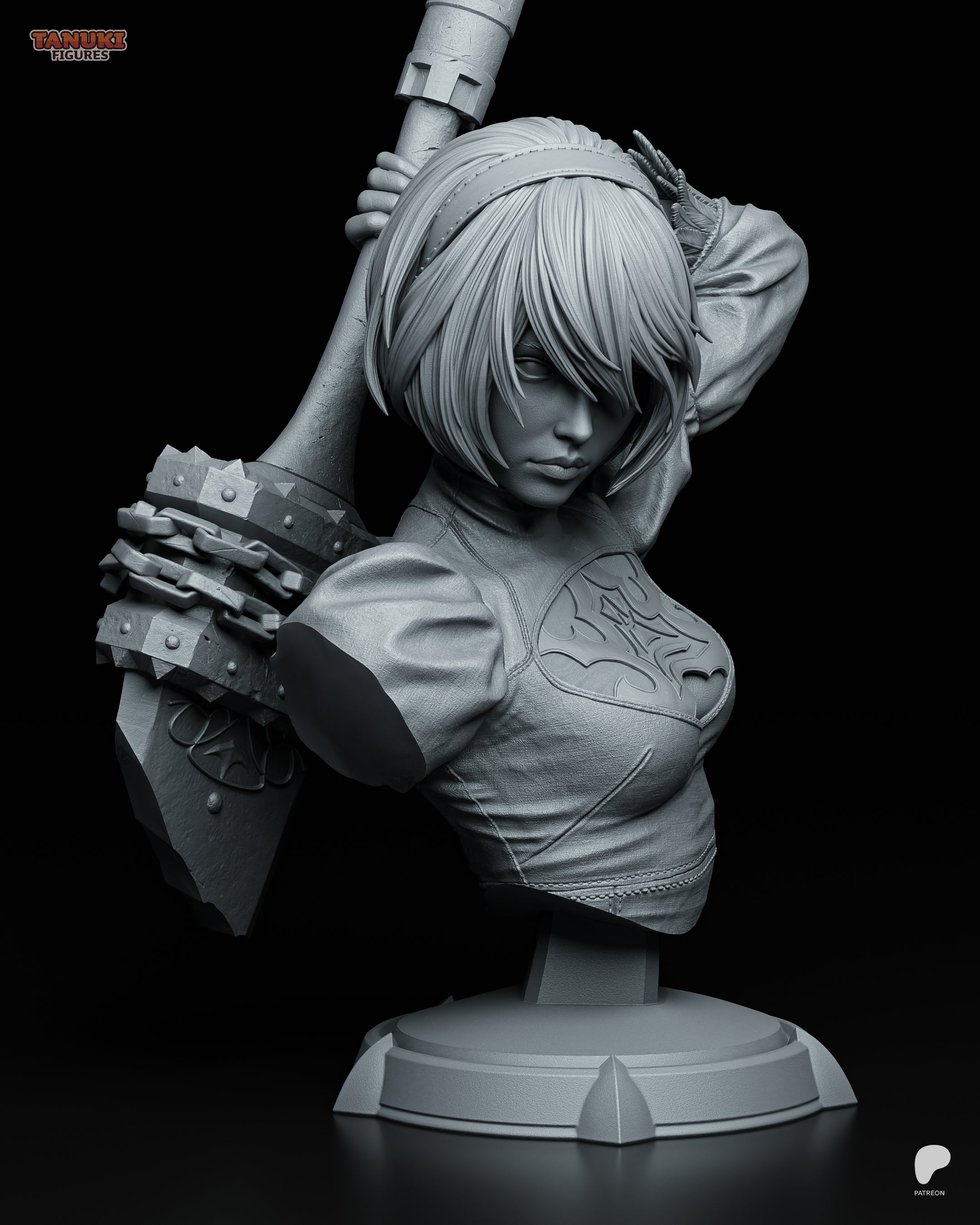 2B (NieR: Automata) - Busto — Figura Coleccionável Premium em Resina 3D