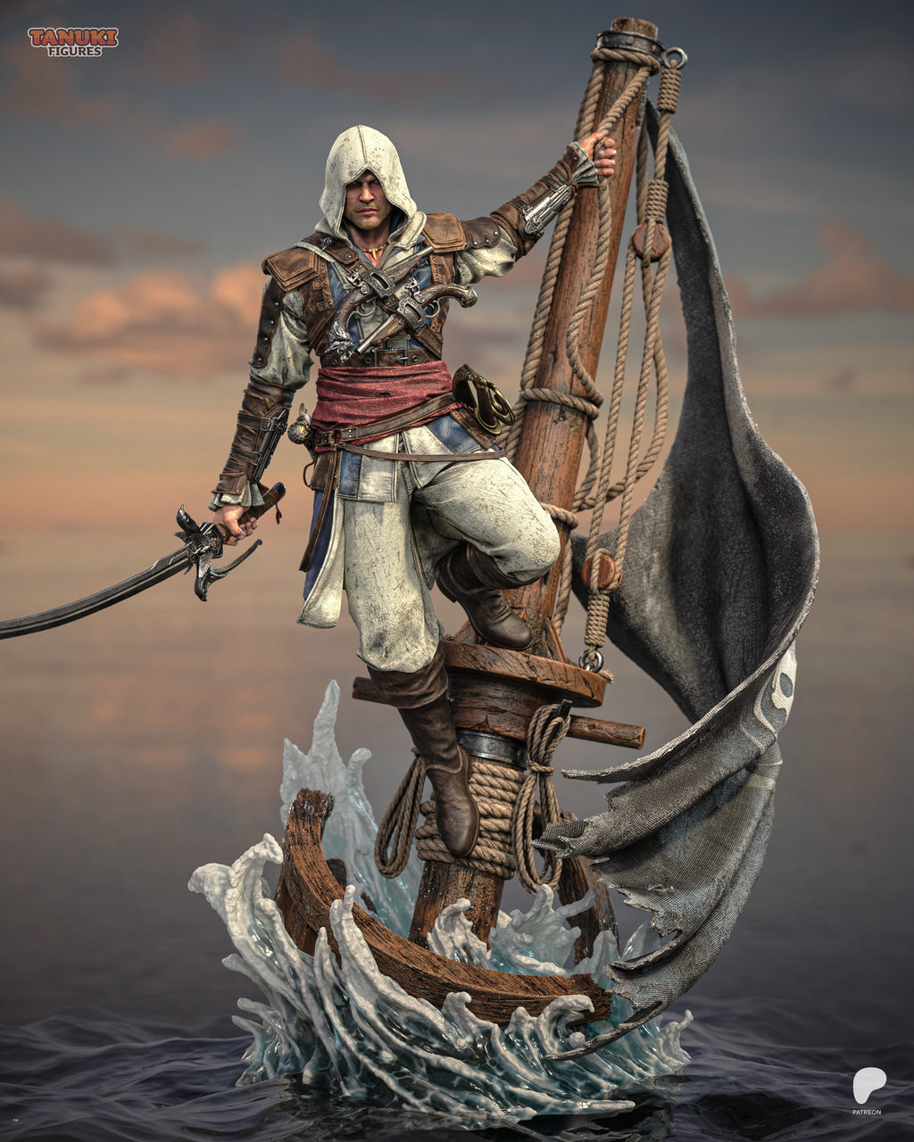 Edward - Assassin's Creed Black Flag — Figura Coleccionável Premium em Resina 3D