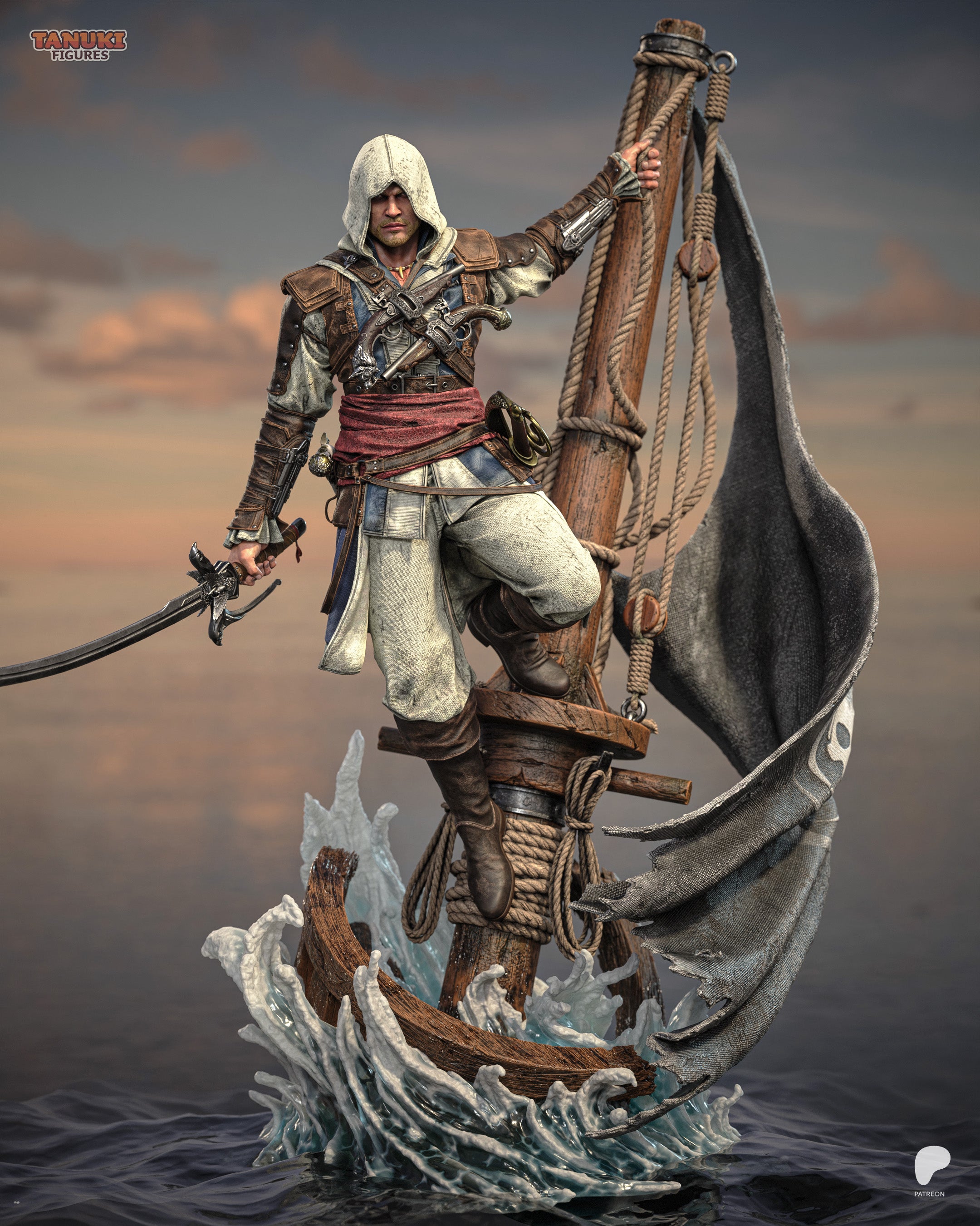 Edward - Assassin's Creed Black Flag — Figura Coleccionável Premium em Resina 3D