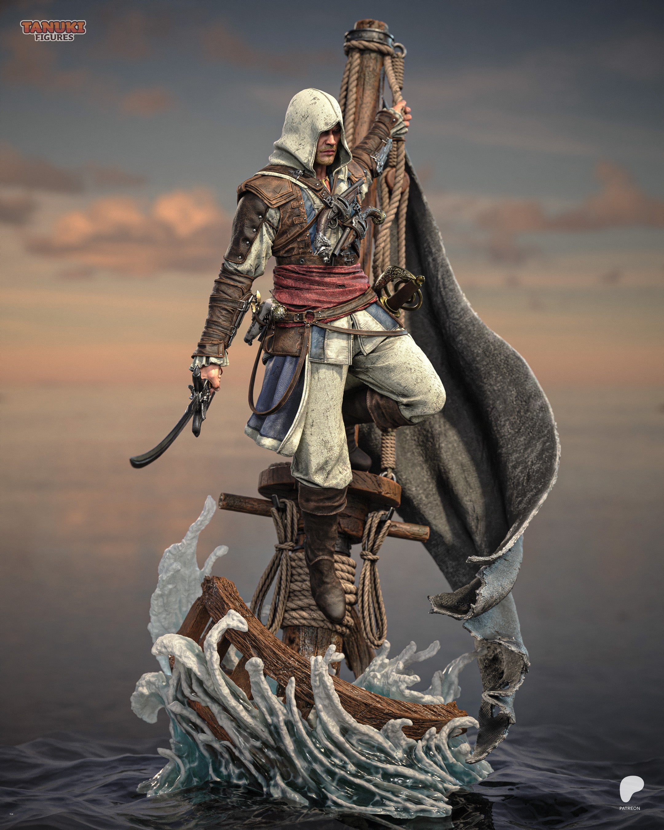 Edward - Assassin's Creed Black Flag — Figura Coleccionável Premium em Resina 3D