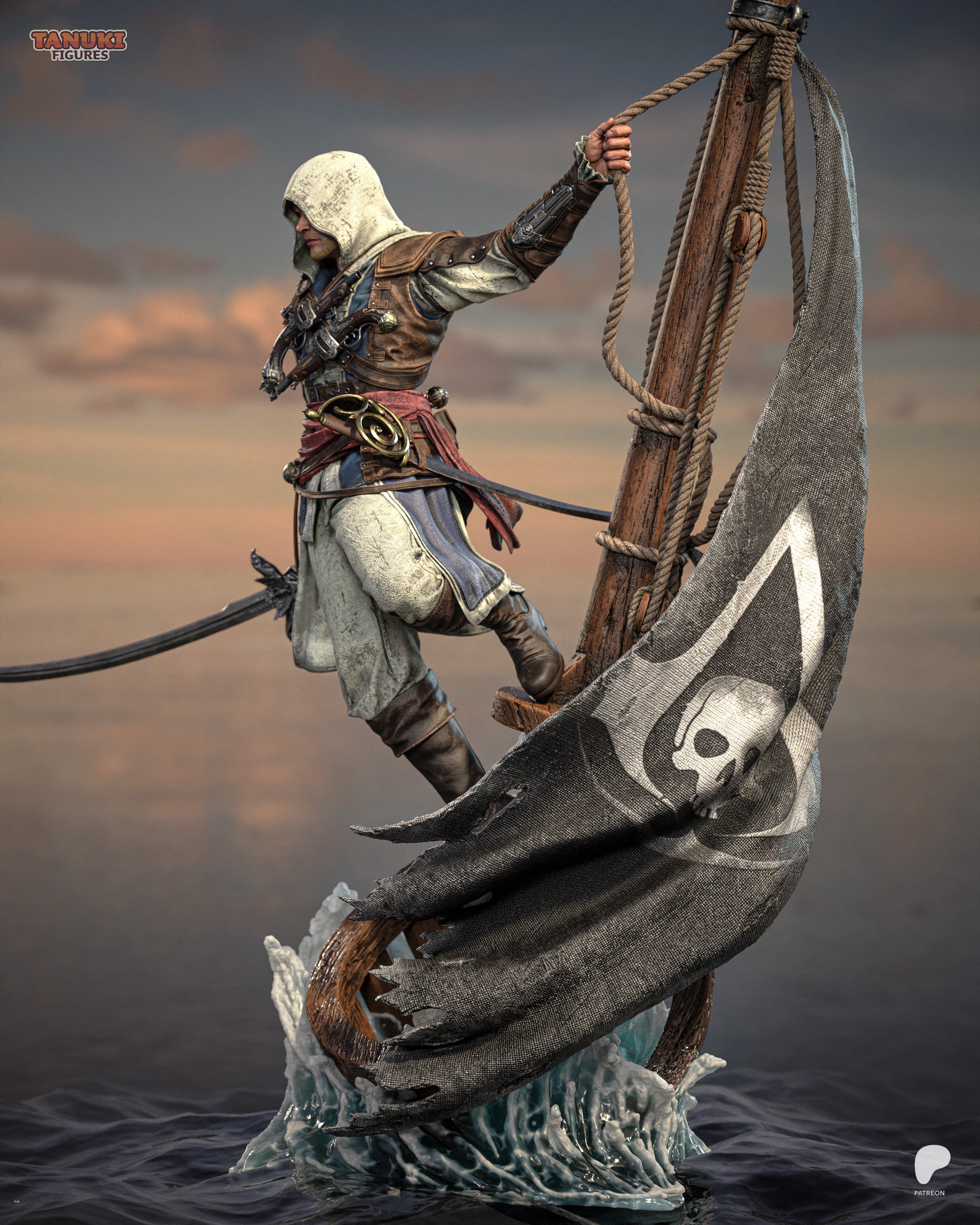 Edward - Assassin's Creed Black Flag — Figura Coleccionável Premium em Resina 3D