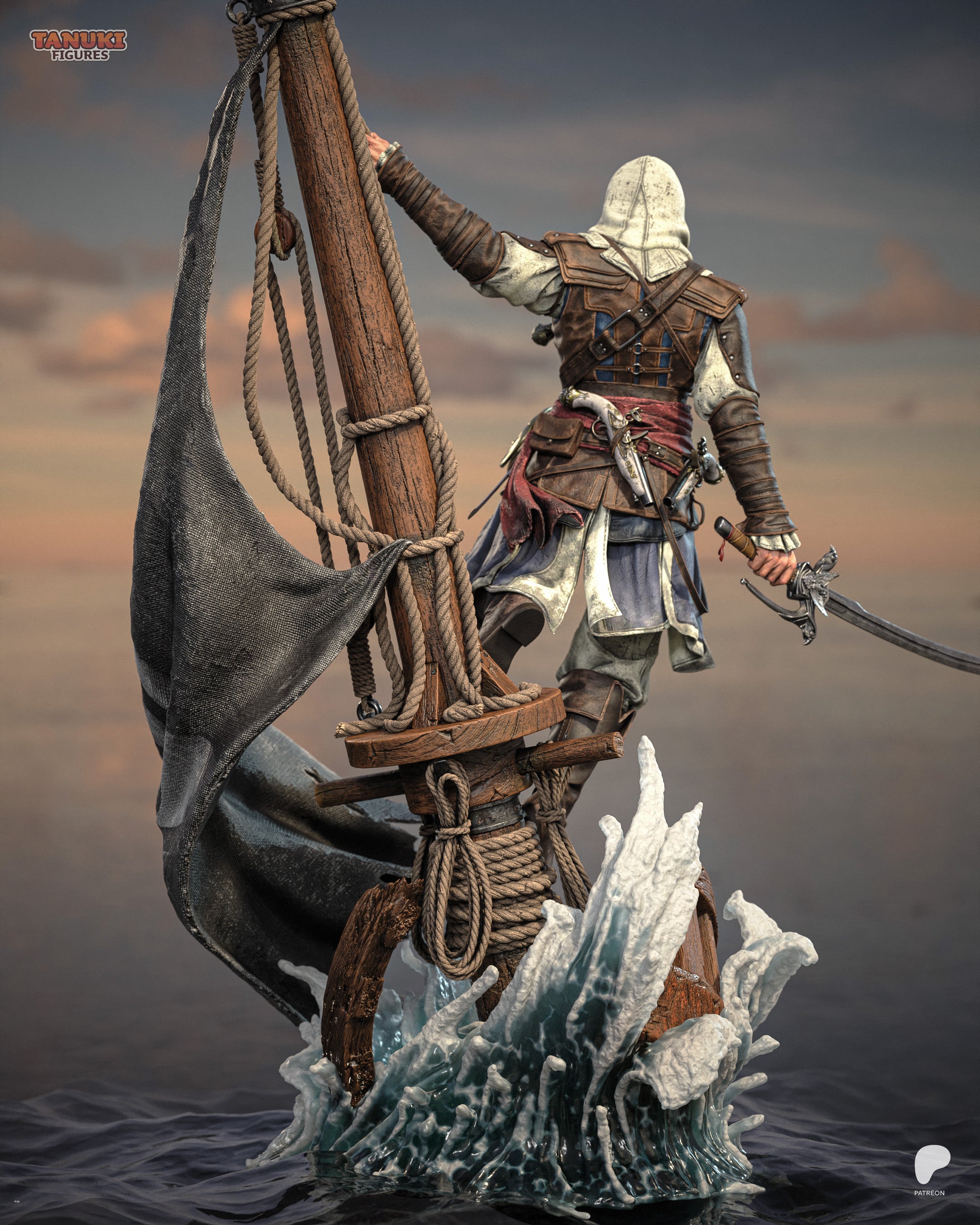 Edward - Assassin's Creed Black Flag — Figura Coleccionável Premium em Resina 3D