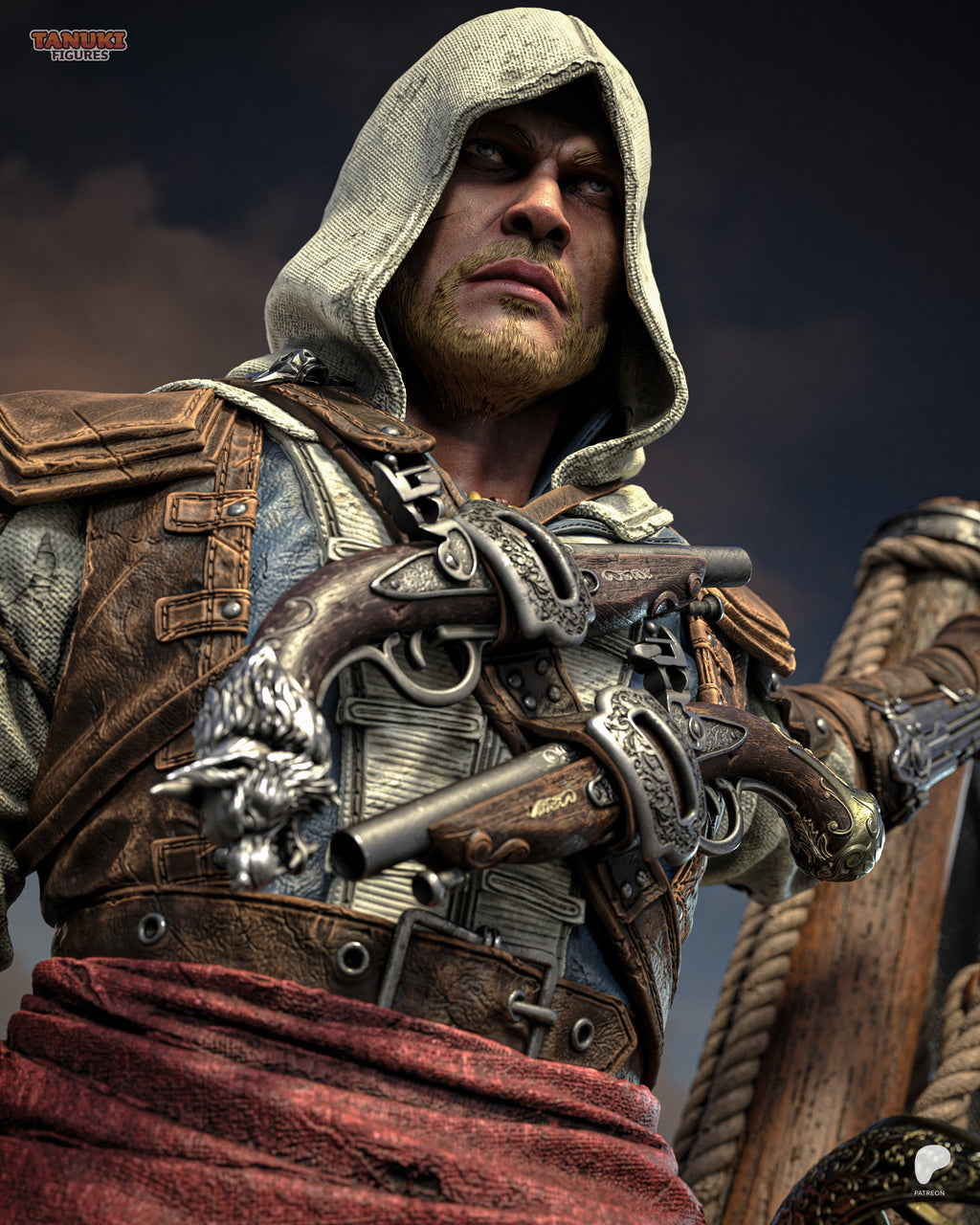 Edward - Assassin's Creed Black Flag — Figura Coleccionável Premium em Resina 3D