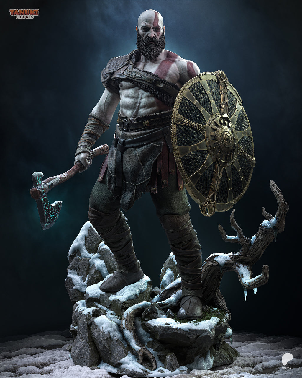 Kratos - God of War — Figura Coleccionável Premium em Resina 3D