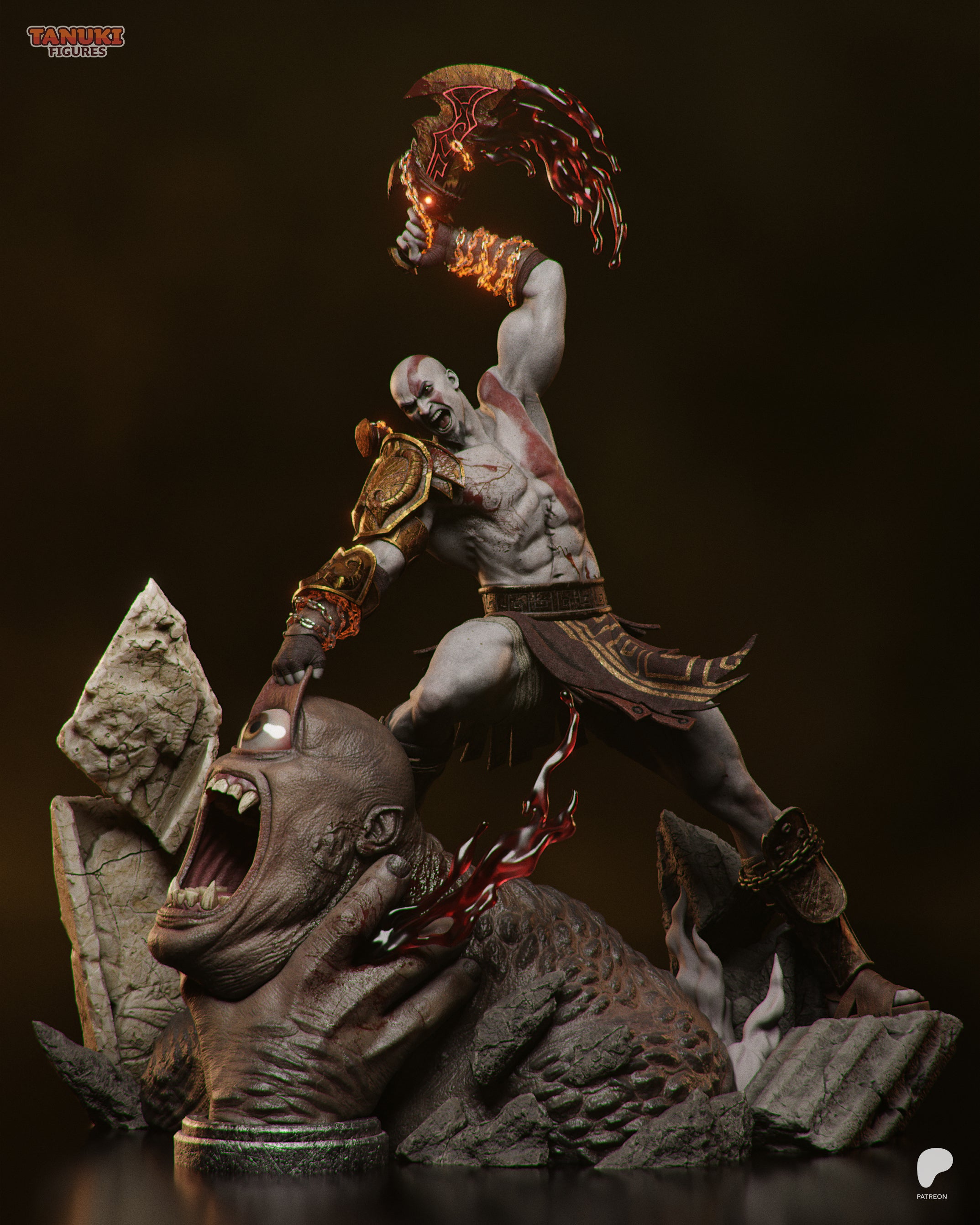 Kratos — God of War III | Figura Coleccionável Premium em Resina 3D