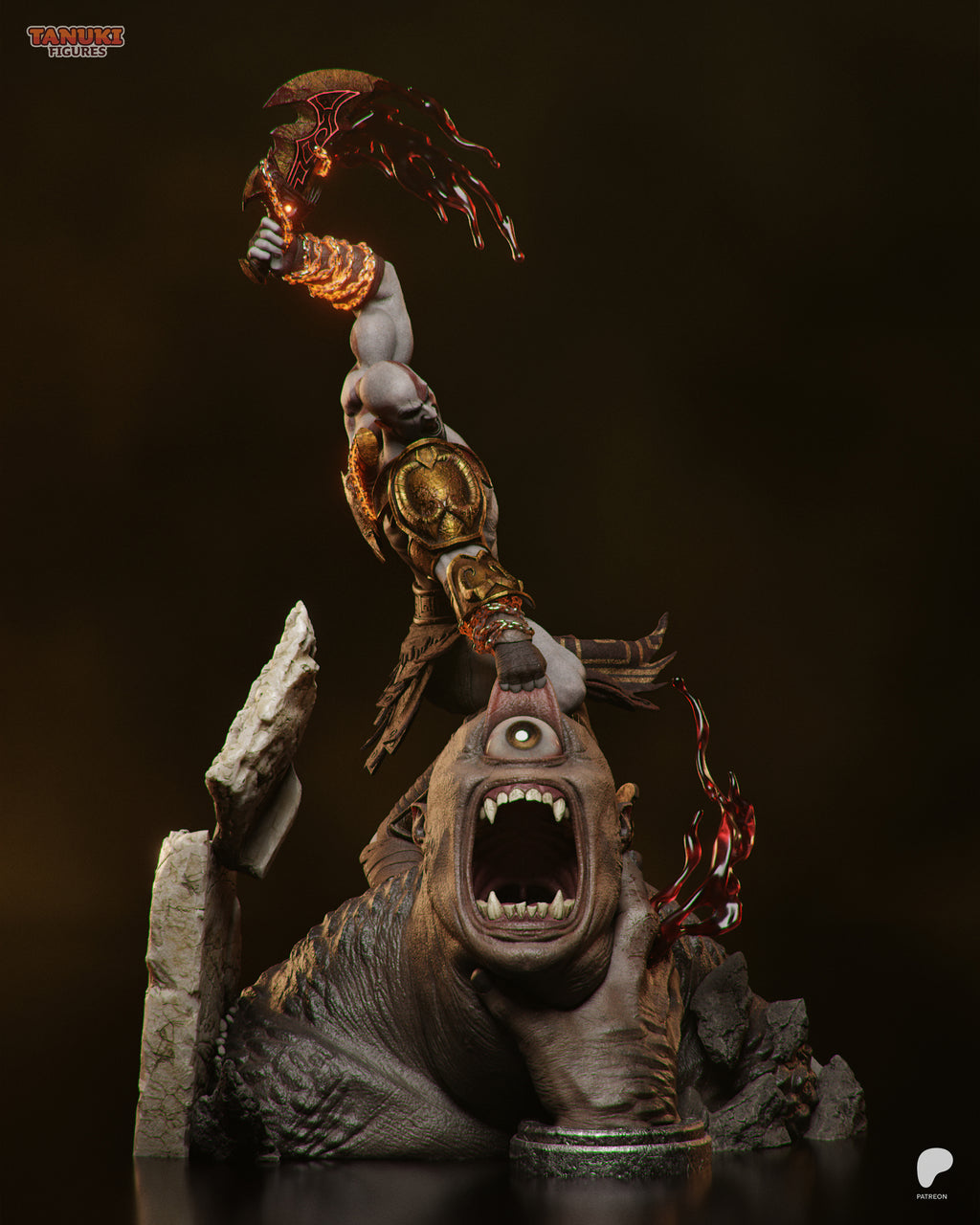Kratos — God of War III | Figura Coleccionável Premium em Resina 3D