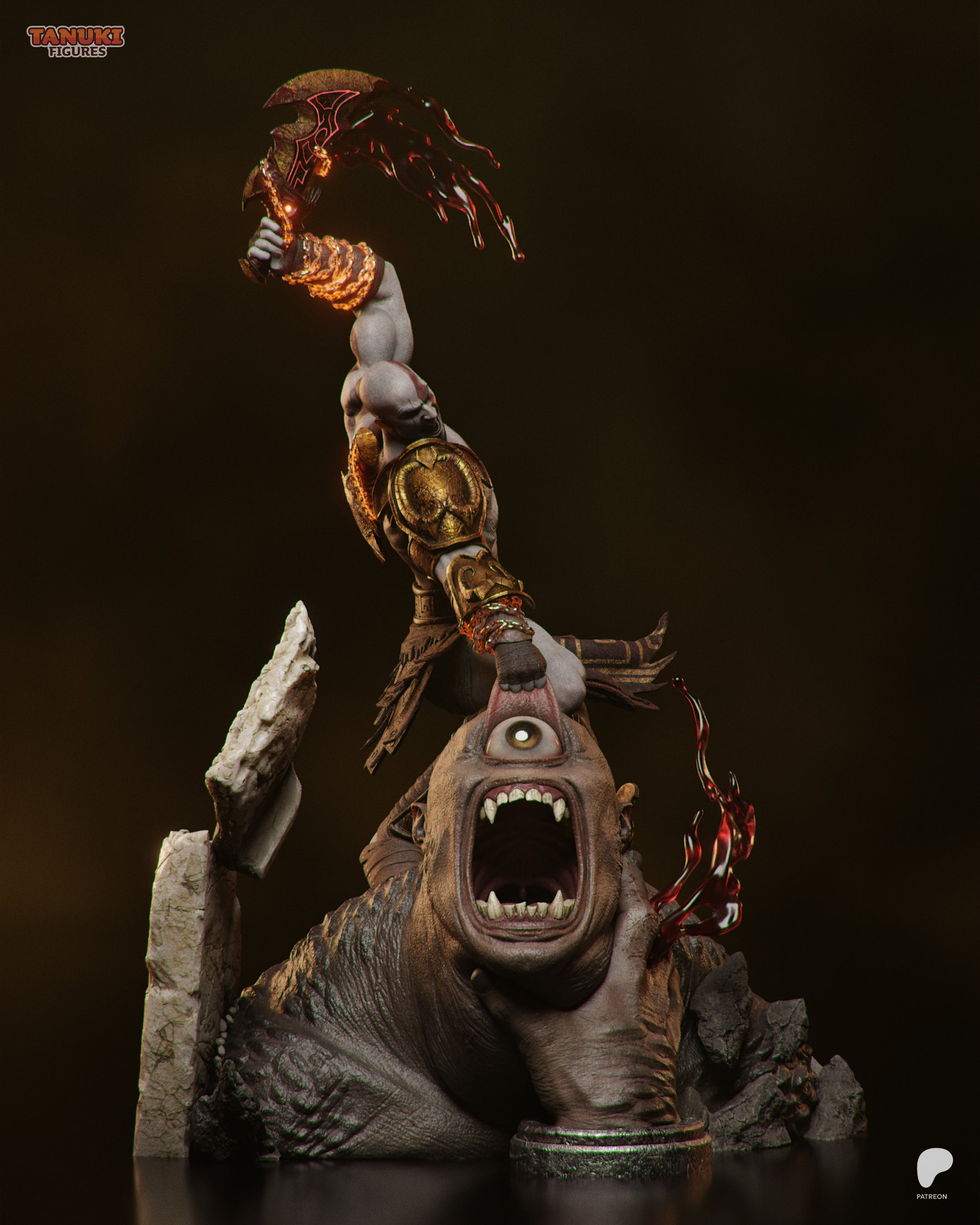 Kratos — God of War III | Figura Coleccionável Premium em Resina 3D