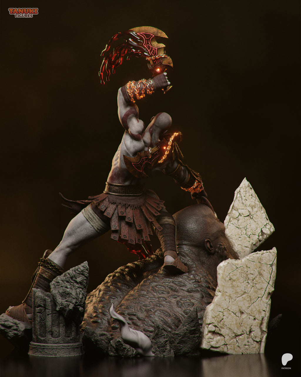 Kratos — God of War III | Figura Coleccionável Premium em Resina 3D