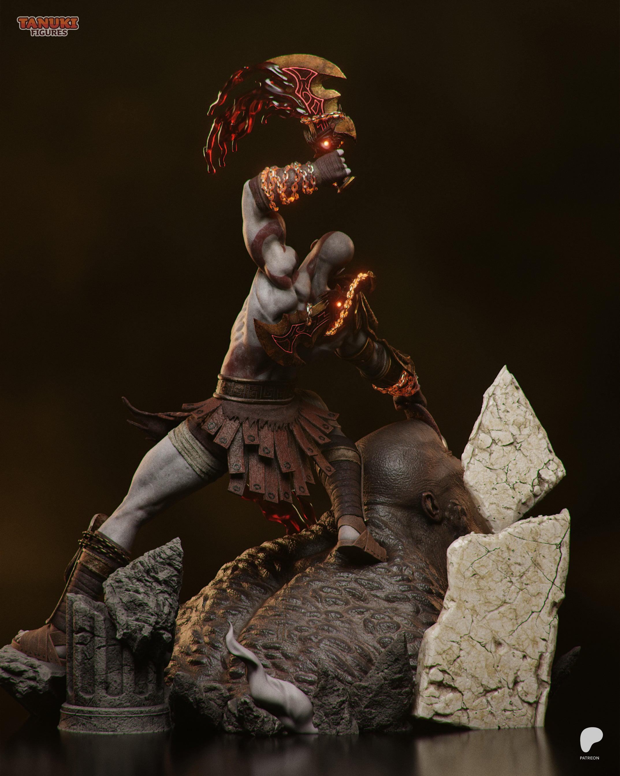 Kratos — God of War III | Figura Coleccionável Premium em Resina 3D