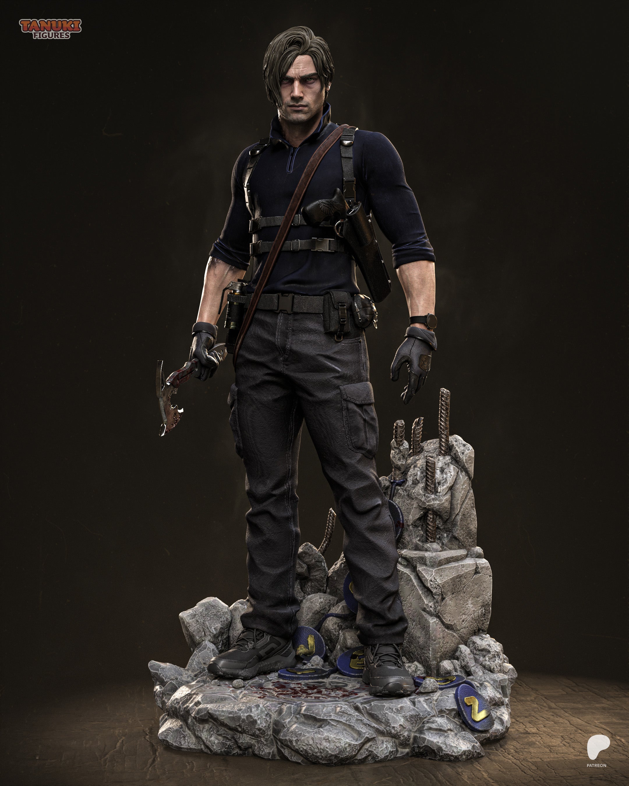 Leon - Resident Evil Requiem — Figura Coleccionável Premium em Resina 3D