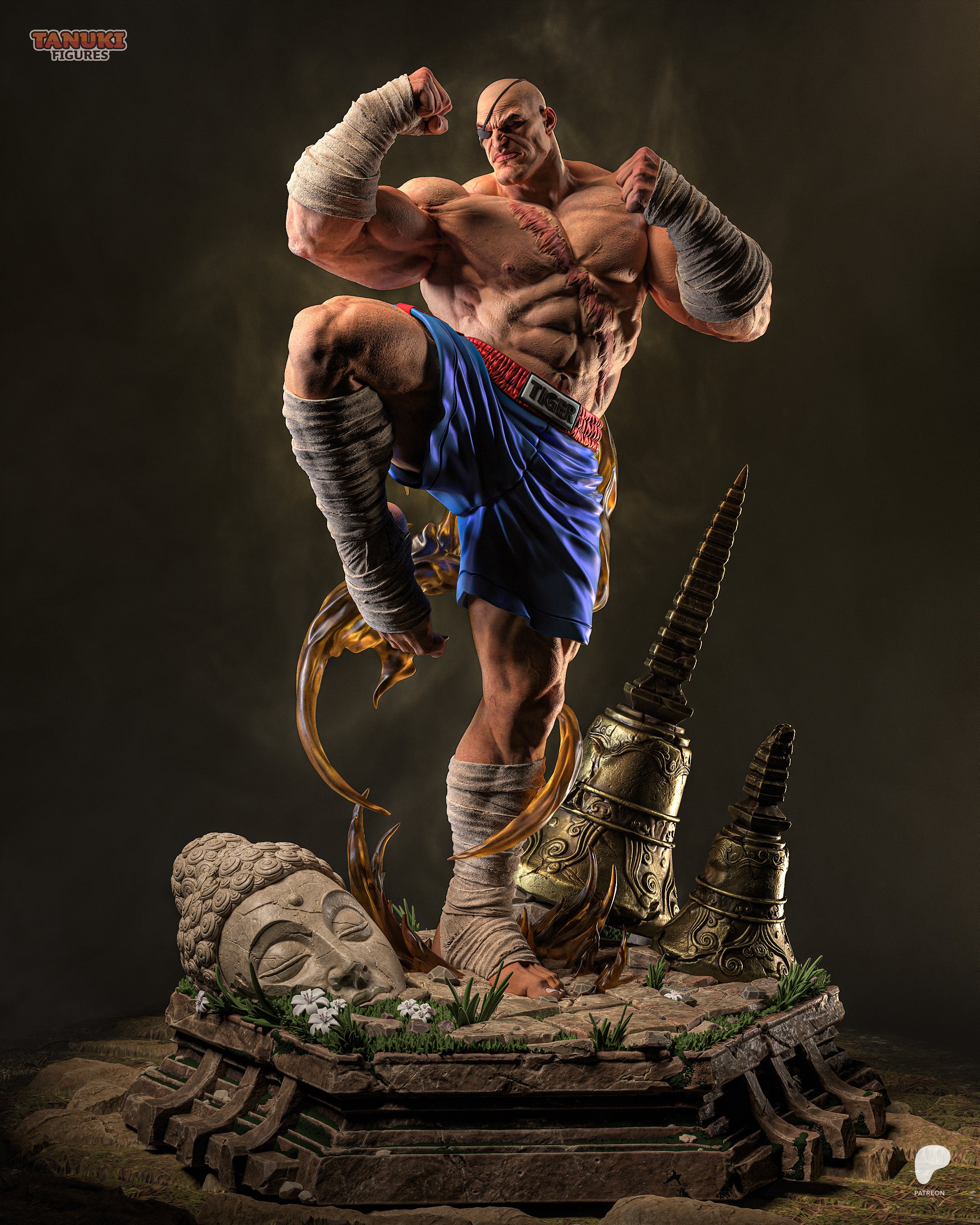 SAGAT — STREET FIGHTER — Figura Coleccionável Premium em Resina 3D