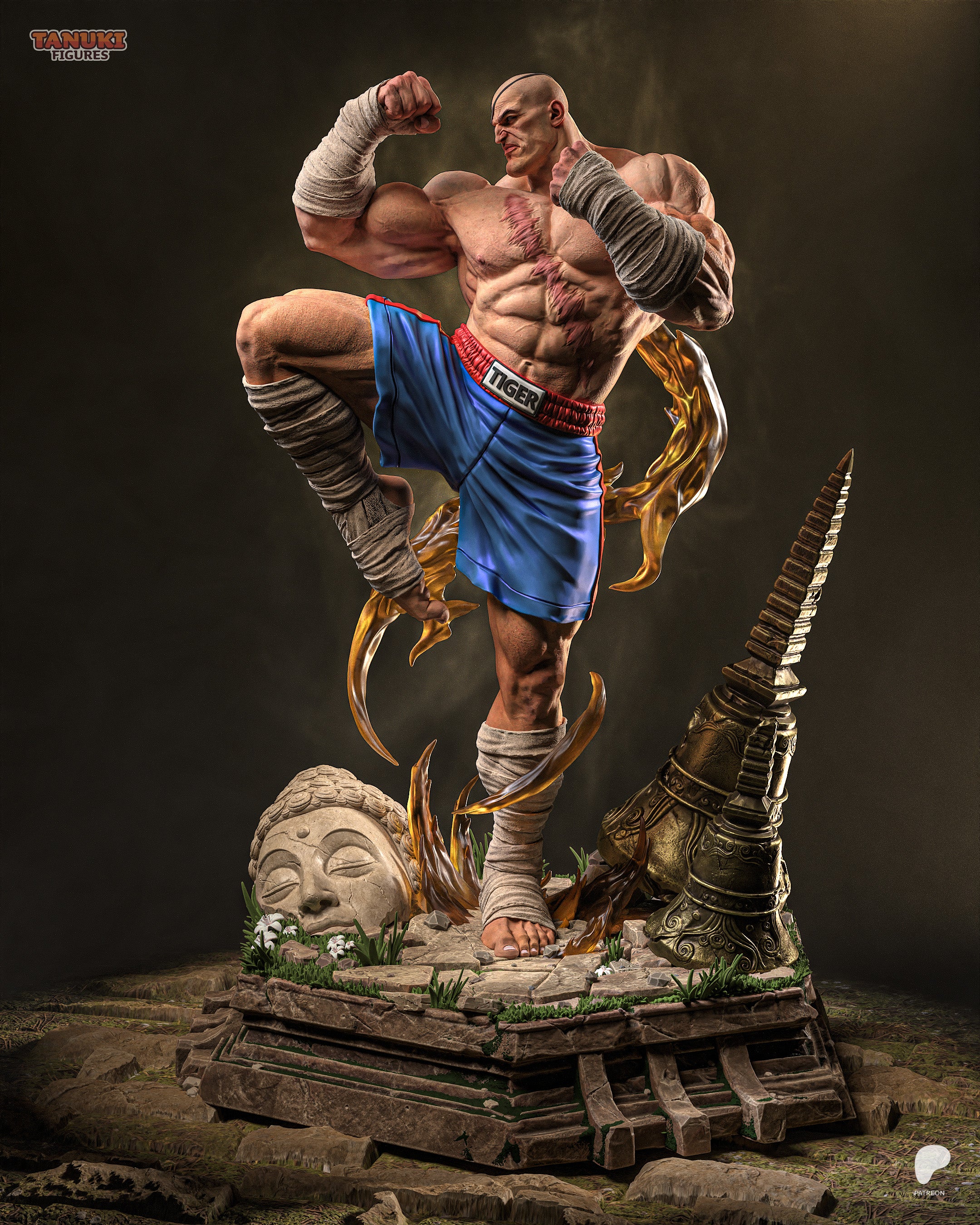 SAGAT — STREET FIGHTER — Figura Coleccionável Premium em Resina 3D