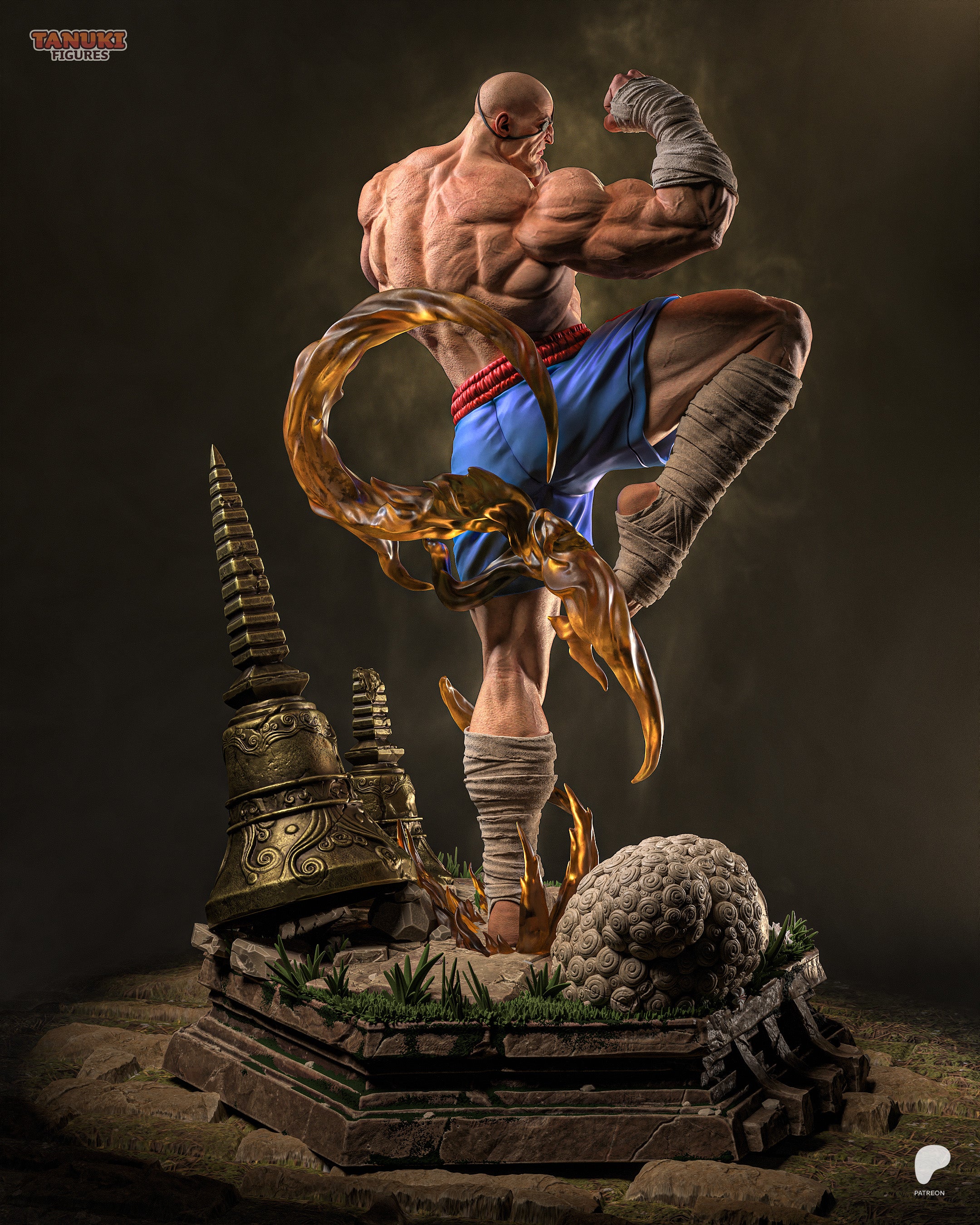 SAGAT — STREET FIGHTER — Figura Coleccionável Premium em Resina 3D