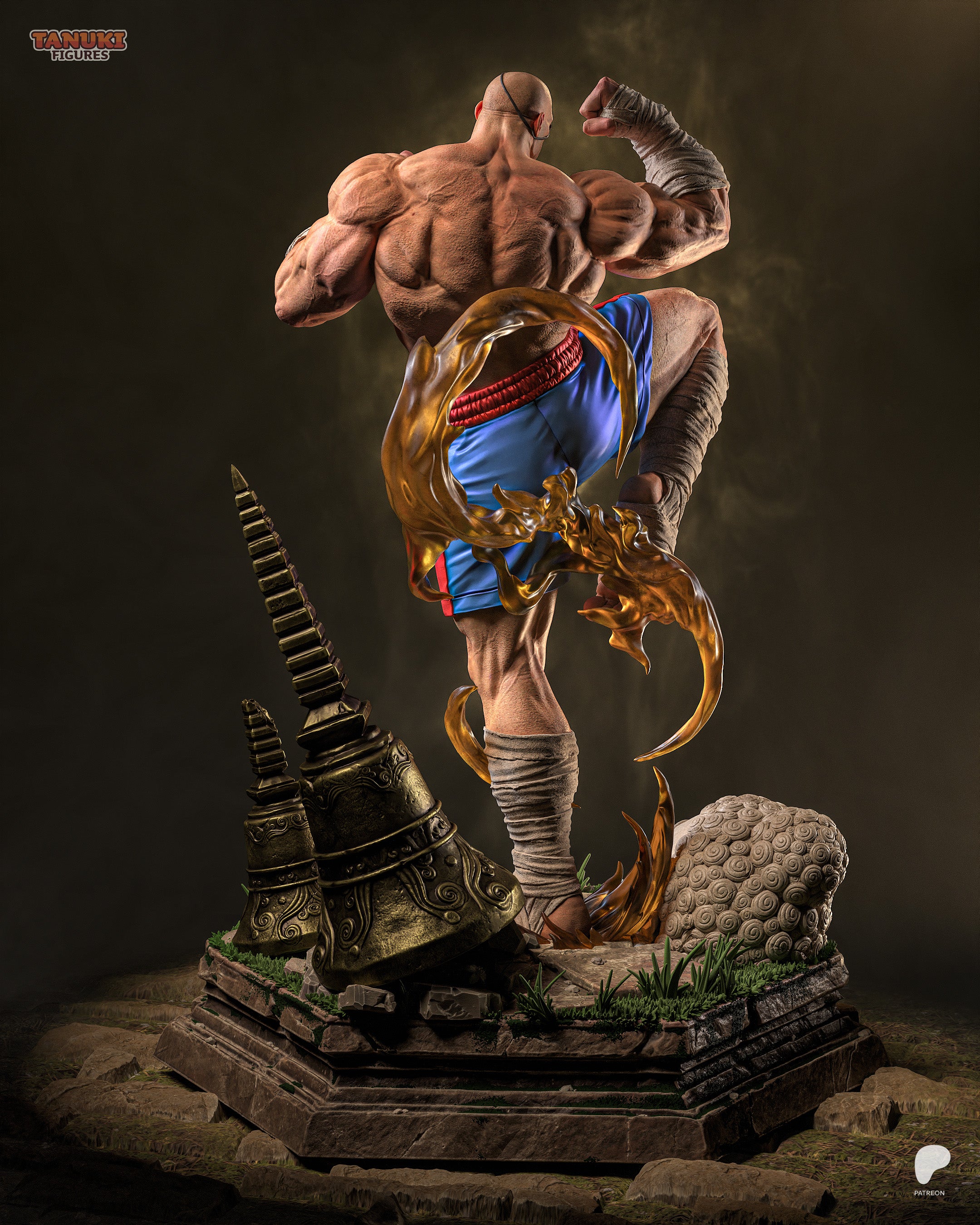SAGAT — STREET FIGHTER — Figura Coleccionável Premium em Resina 3D