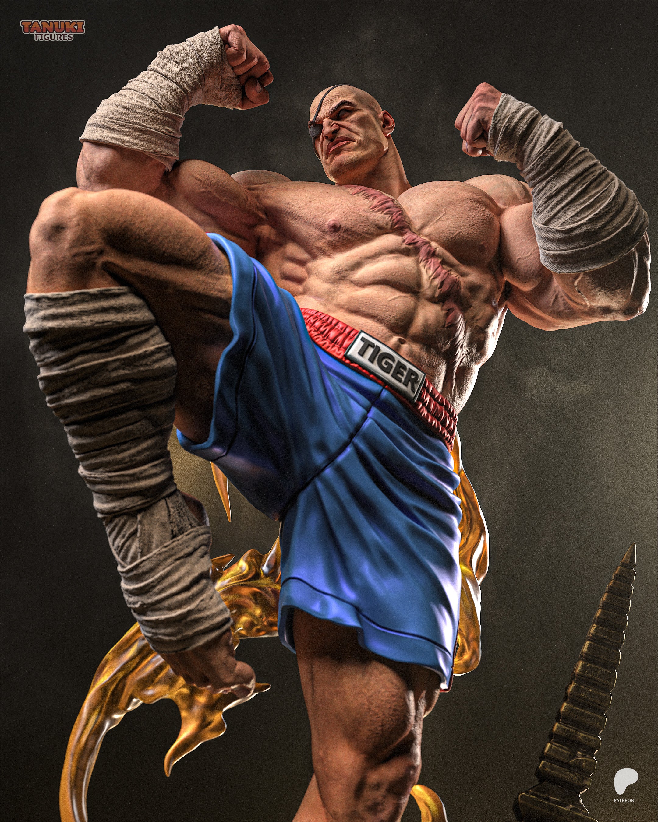 SAGAT — STREET FIGHTER — Figura Coleccionável Premium em Resina 3D